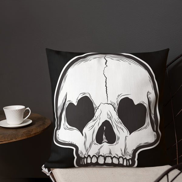Heart Eyes Skull Premium Pillow